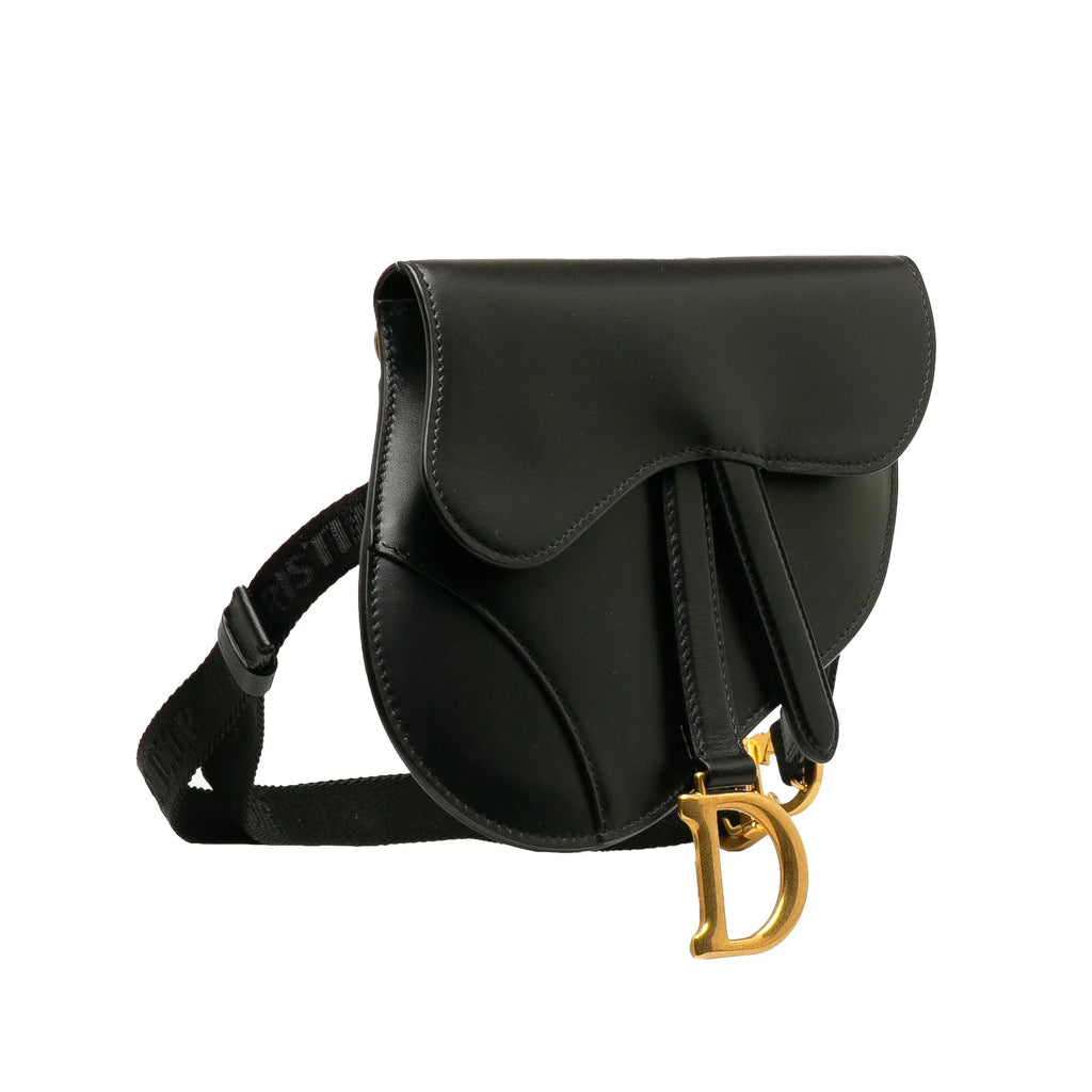 Black Pre-Owned Belt Authenticated Saddle Bag Dior Calf Unisex (Good) Leather