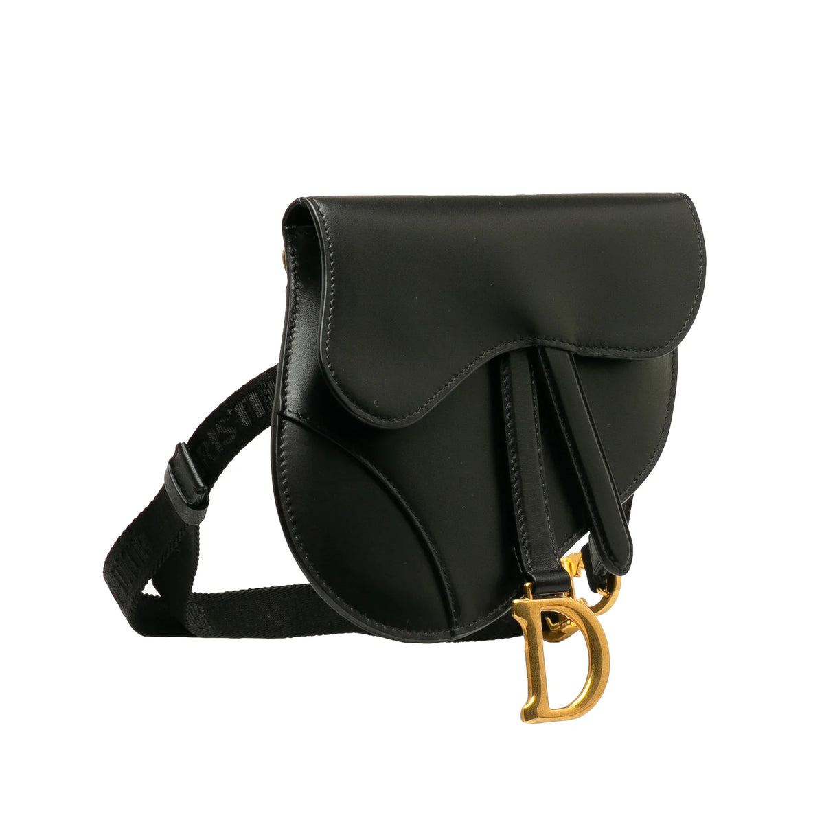 Black Pre-Owned Belt Authenticated Saddle Bag Dior Calf Unisex (Good) Leather