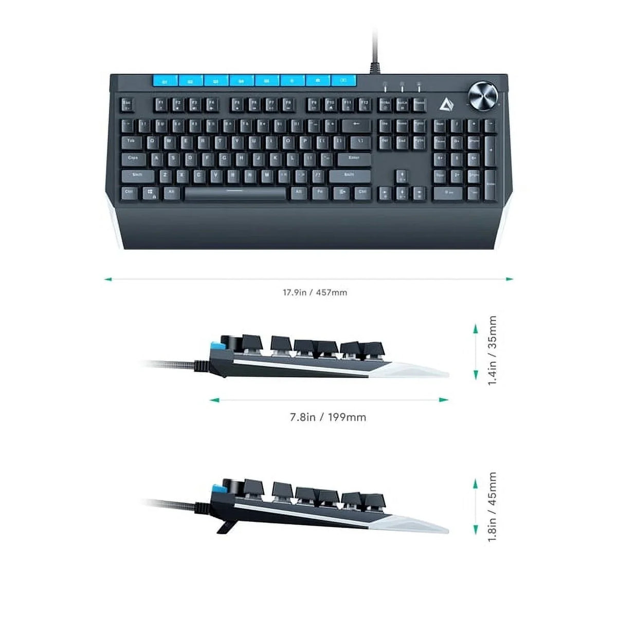 Blue KMG17 Button AUKEY Mechanical Volume Control 104key Keyboard with Switches