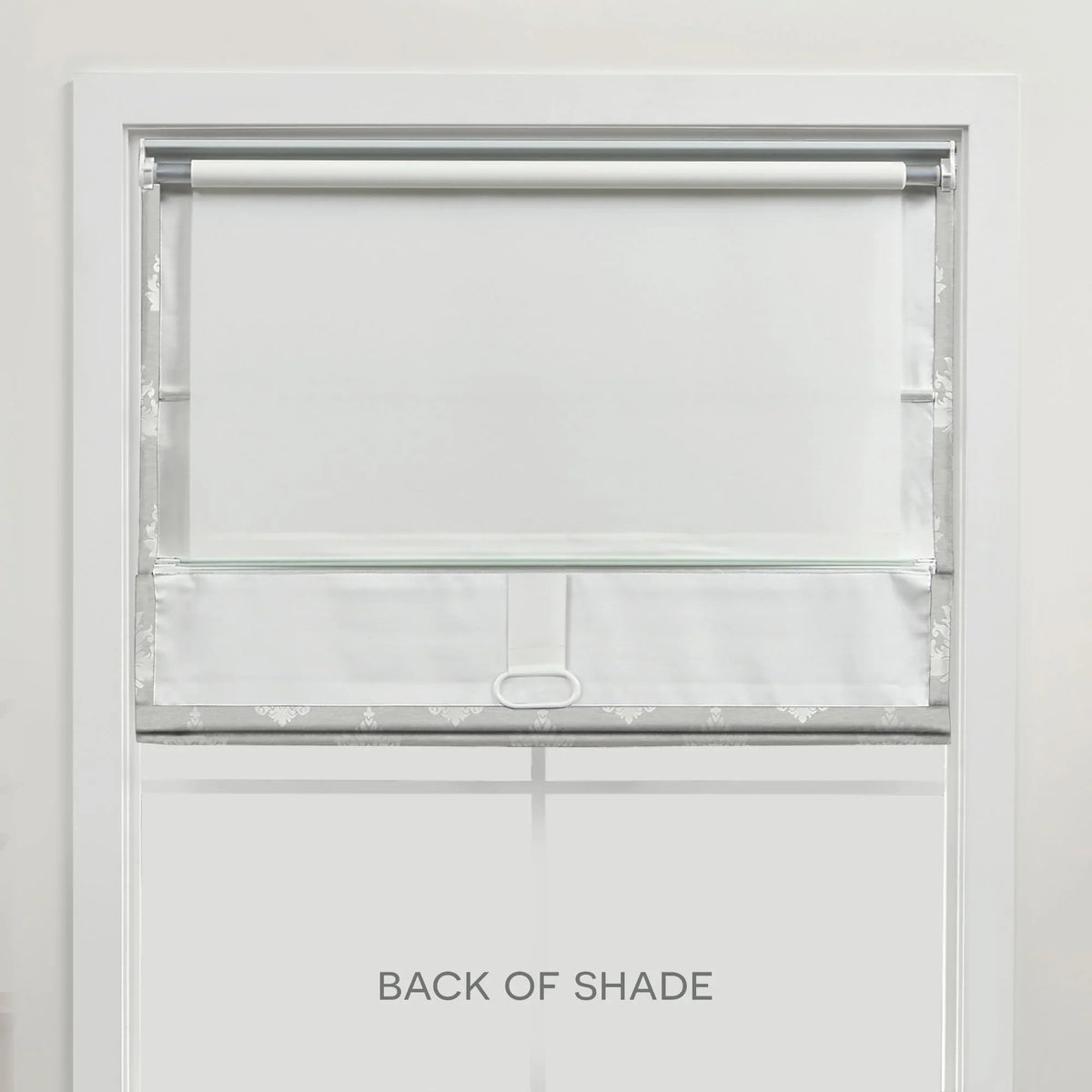 100% 34"x64", Marseilles Home Damask Silver Roman Blackout Exclusive Shade,