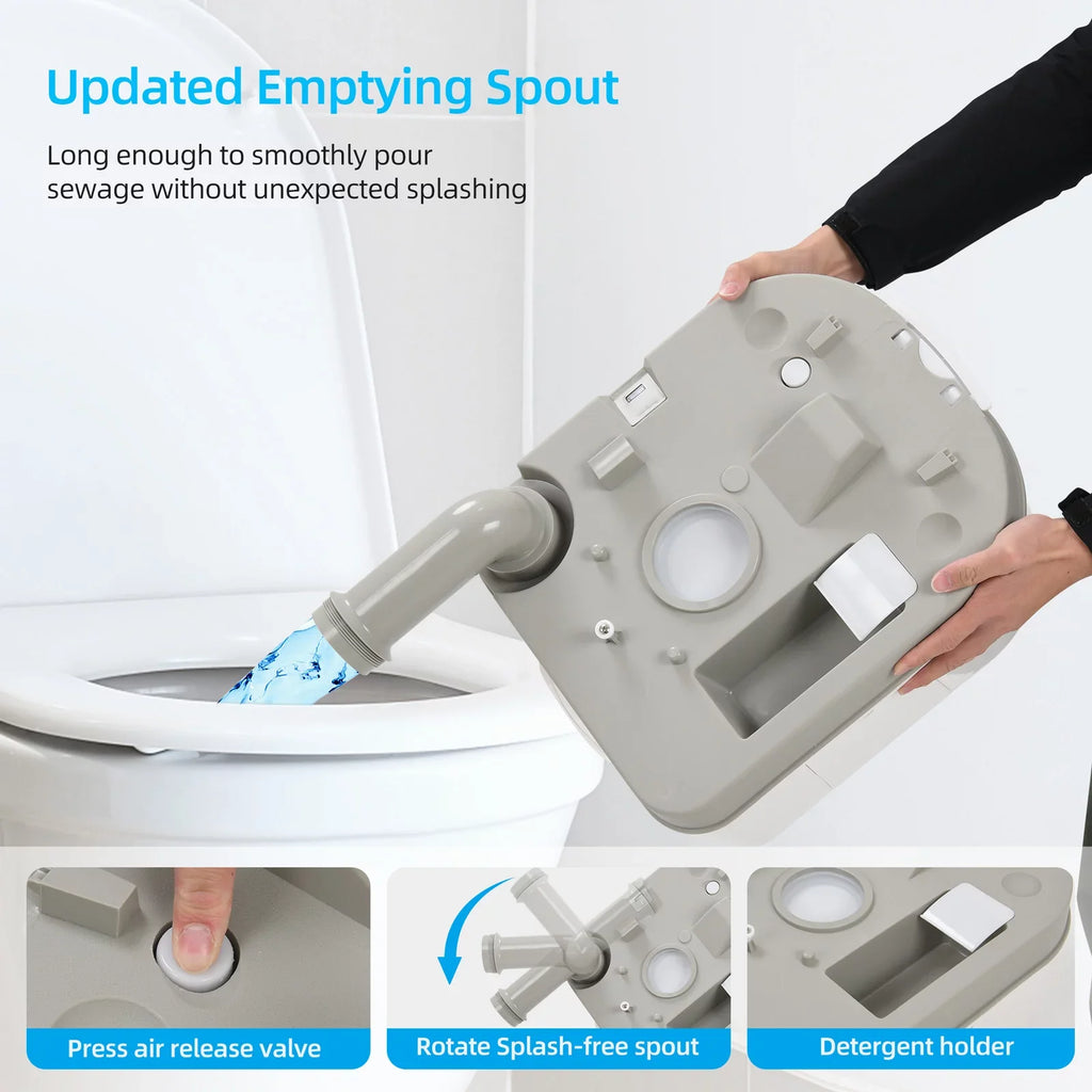 DWVO with Camping Spout Rotating RV 6.34 Portable Toilet Outdoor Level Potty RV Gallon Toilet, Porta Indicator, ,