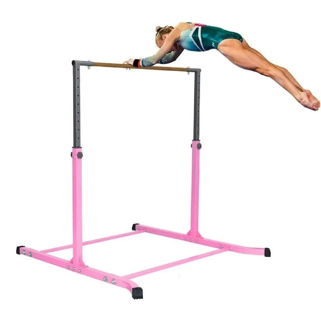 Gymnastics, Durable Bar Equipment, Gymnastic Junior Training Heavy for Kip 5 Duty Star-TD Strong Legs, Expandable Bar, FT, Height Adjustable and Pink Home Horizontal 3-5 Curved Kids,
