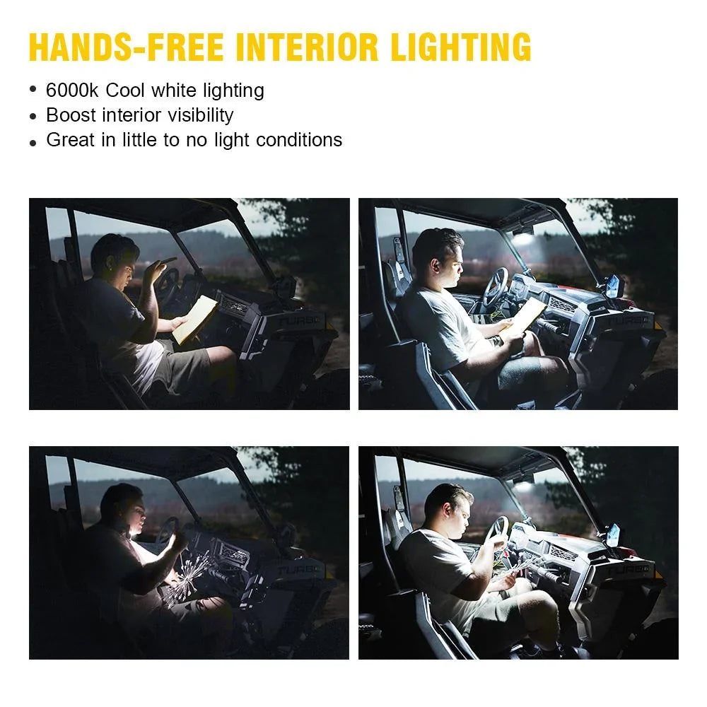 Xprite Aluminum Rollbars Integrated 2" Dome fits 1.75" - w/ Rear LED 9" Lights UTV Mirror View