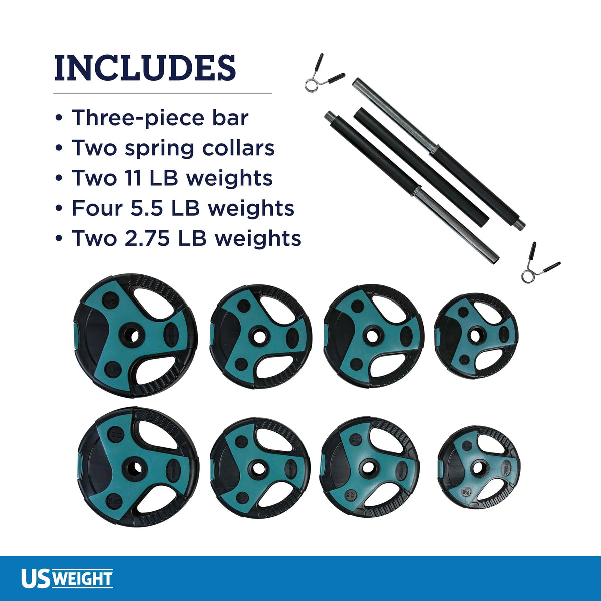 with 55-inch and Bar Weight 54 Grip US lb. Set Weight Weight Plates