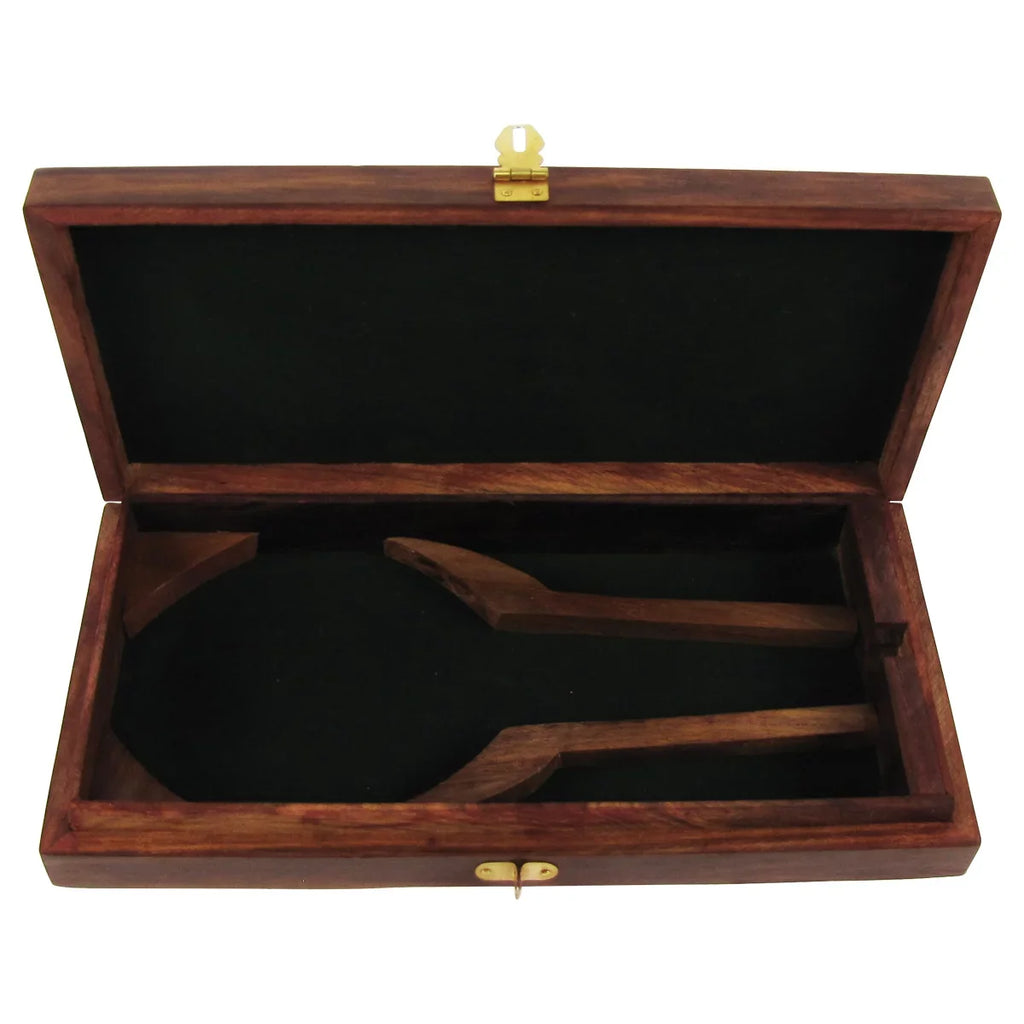 w/ Magnifier Antique 5x Brass&Wood Lens Box Turned Hand Magnifying Desktop Glass