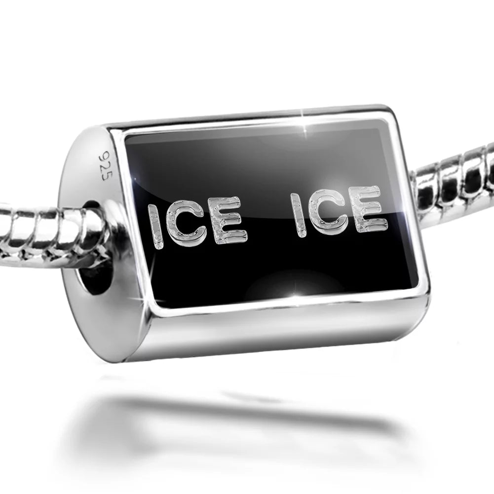 Ice 925 Cubes on Black Neonblond Bead Sterling Charm Clear Ice Ice Silver