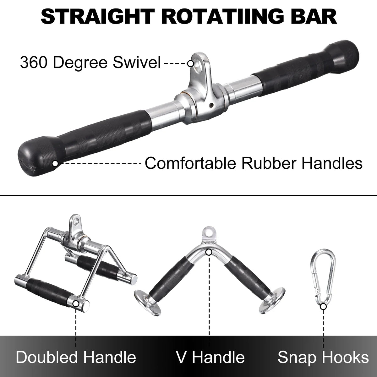 Cable Down Silver Attachment Press Accessories, Machine Gym for Tricep