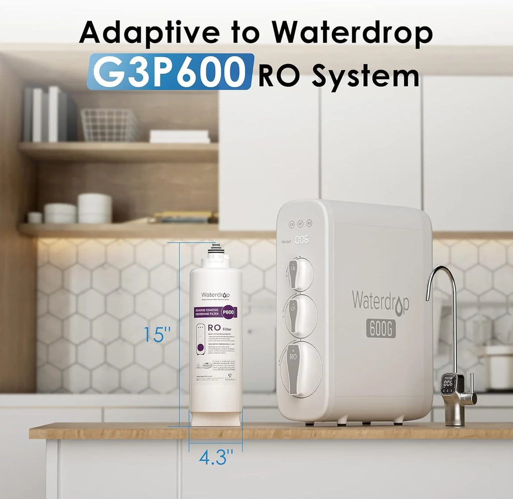 Waterdrop for Osmosis 2-year Filter, Certified, WD-G3P600-RO Reverse System, Replacement NSF Lifetime WD-G3P600