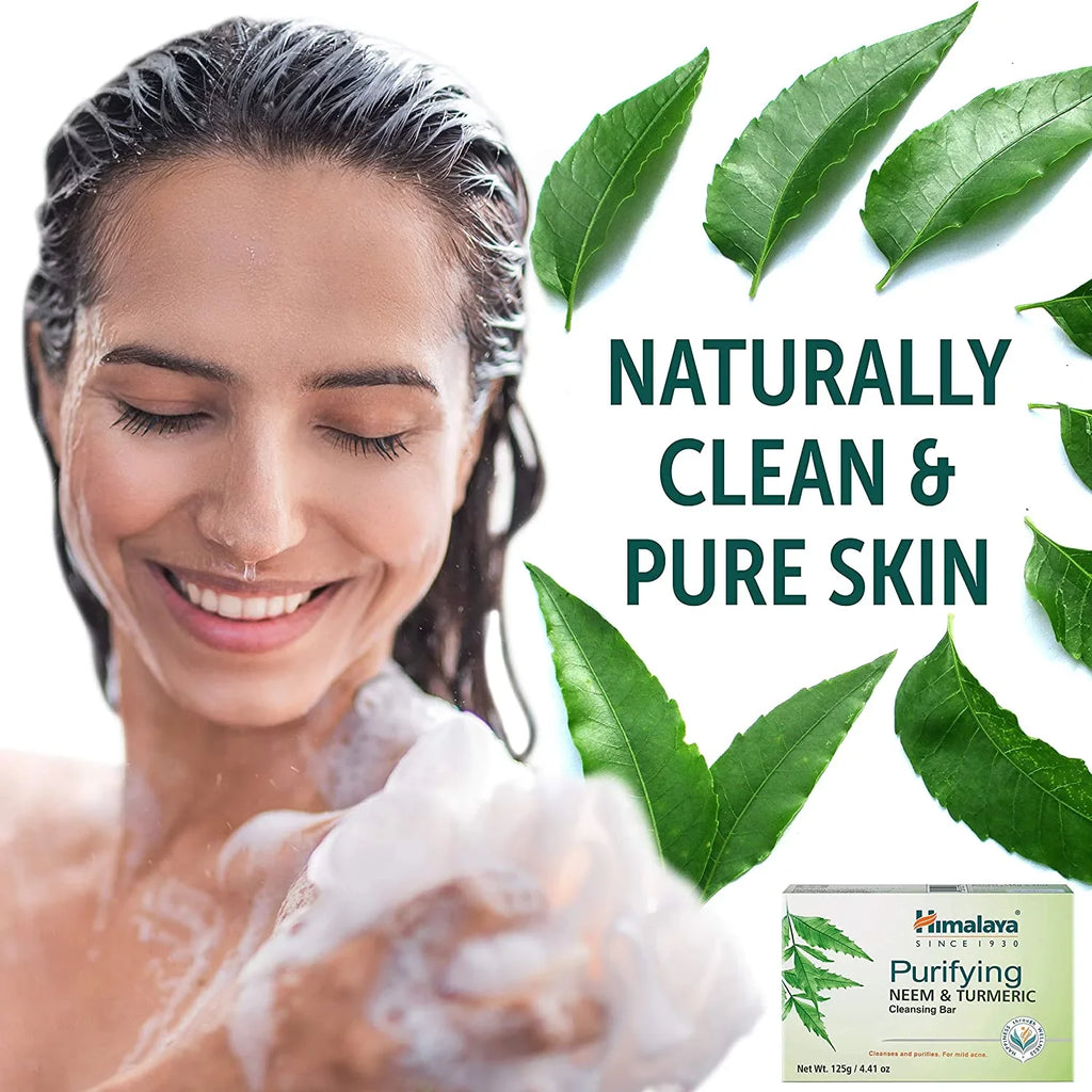 (Pack Phthalates, Skin, Free, from Neem Turmeric 6) SLS Himalaya Clean Ounce Gluten & g Cleansing Neem 125 Vegan, (4.41 and Purifying for & 6 and of Pack 4.41 oz), Looking Turmeric Free Bar Healthy Parabens,