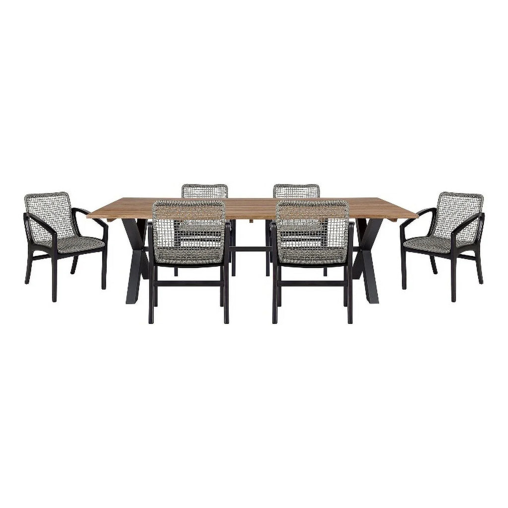Edge Set in Beckham and Eucalyptus Outdoor Piece Glendora Rope 7 Dining Live