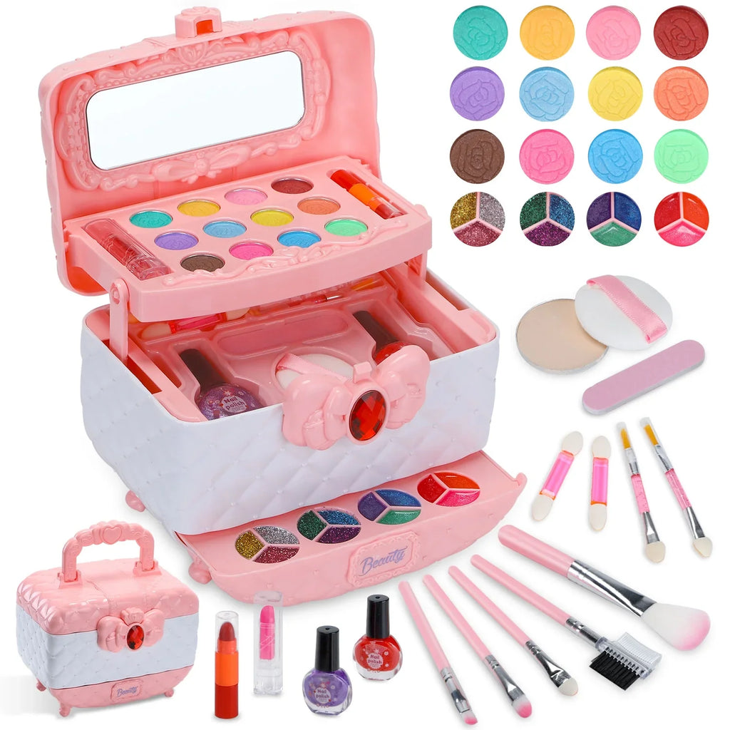 Frozen 3-12 Toys Cosmetic, & Makeup Kids Toddler for Washable Old & Safe Birthday Kit Year Set, Makeup Pcs Girl Girl Set Non-Toxic Gift Kids (Pink) for Real Makeup Girl Little 42 Christmas