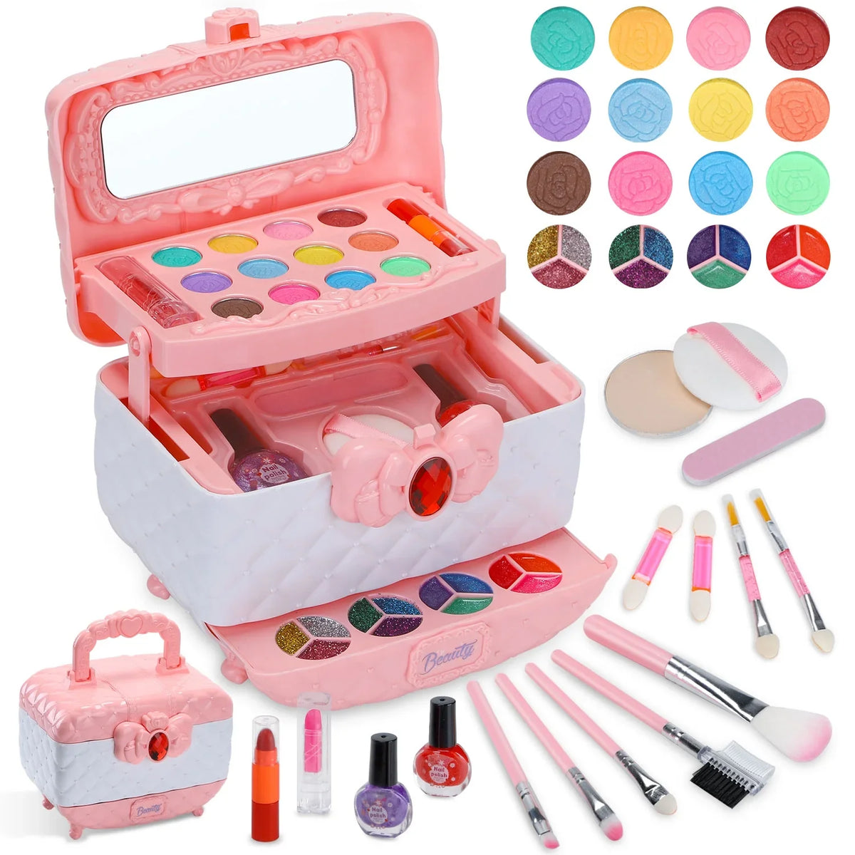 Frozen 3-12 Toys Cosmetic, & Makeup Kids Toddler for Washable Old & Safe Birthday Kit Year Set, Makeup Pcs Girl Girl Set Non-Toxic Gift Kids (Pink) for Real Makeup Girl Little 42 Christmas