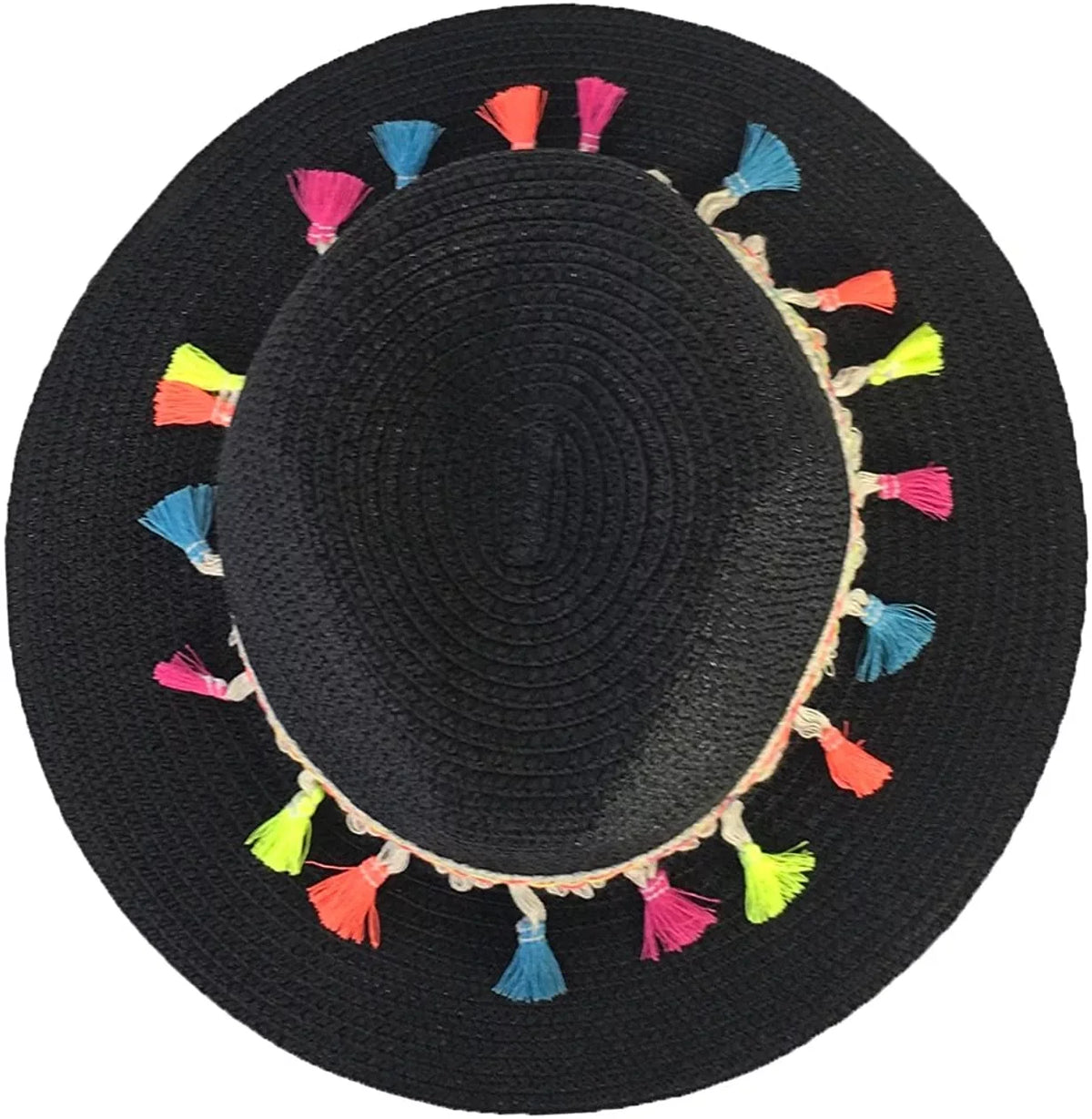 Panama Black Tassel Straw Hat, Festive Fashion Culture