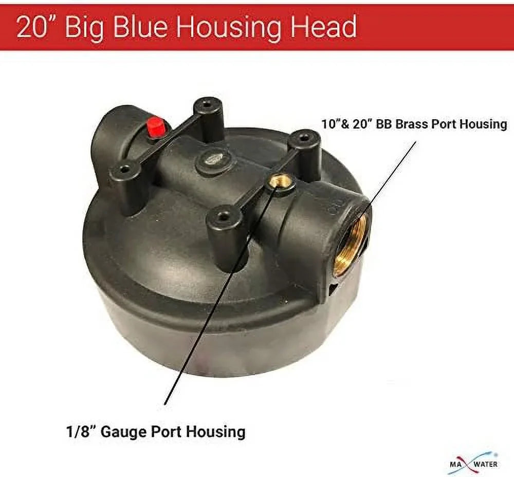 NPT 1" Filter House Brass Whole Housing Gauges, 2 Brackets Clear Pressure Release, 2 W/Pressure System Pack 2 BB Wrench 10" Ports