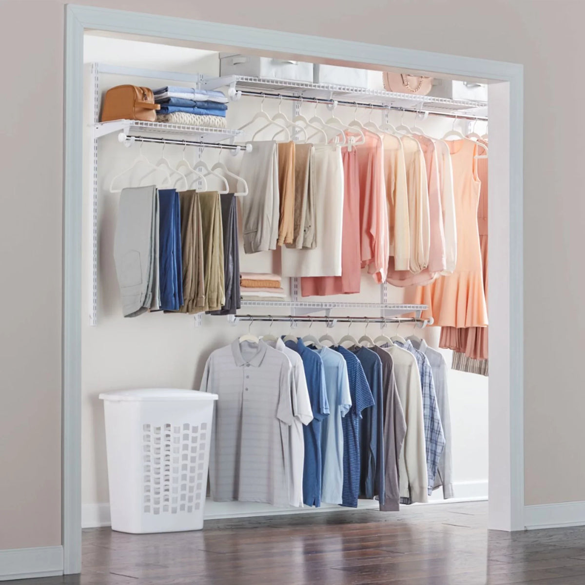 8 Custom to 4 (2 Rubbermaid Kit, Closet White Configurations Pack) Ft Organizer