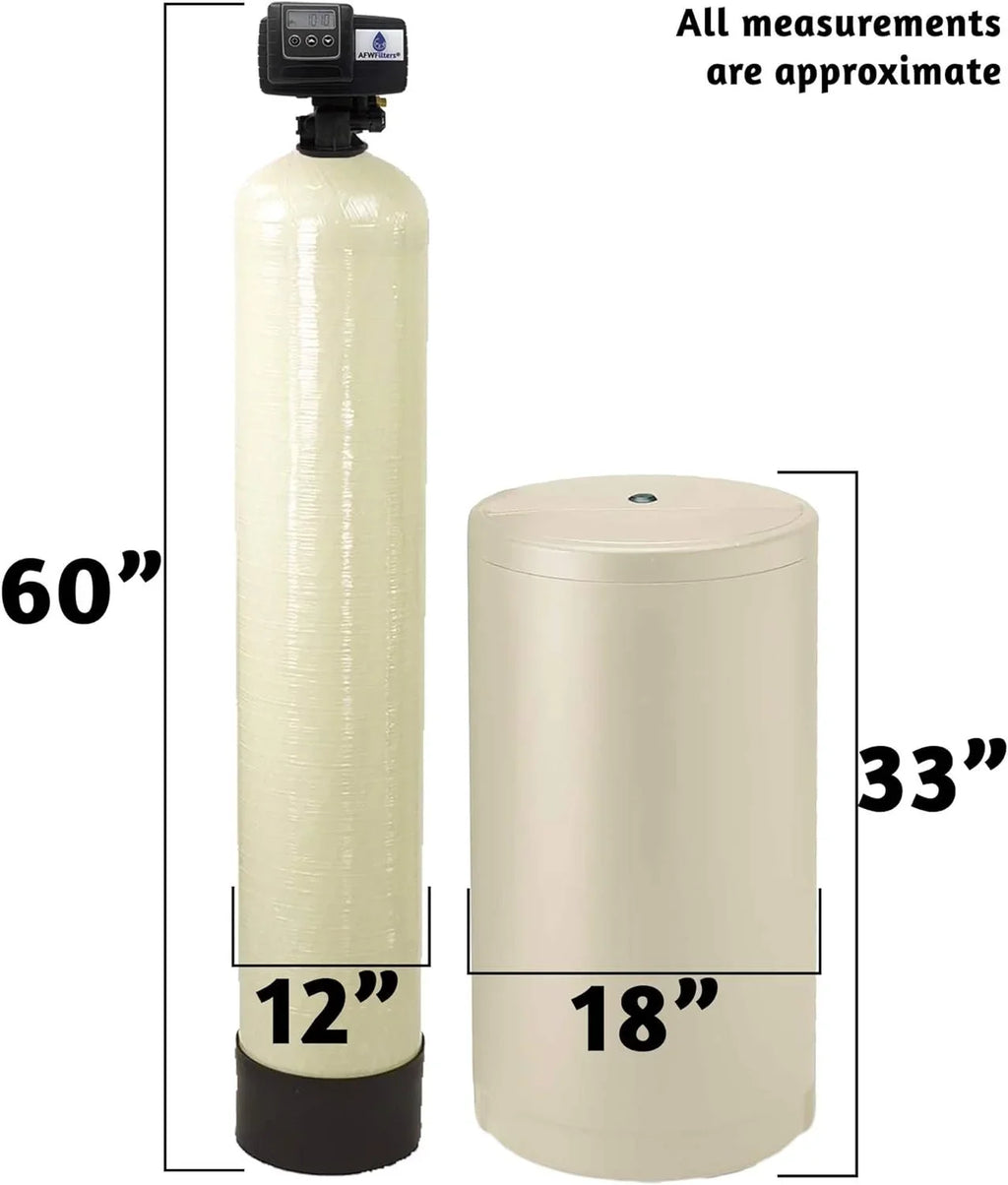 Whole Home Mesh Foot Resin, Almond 64k Fine Iron Water and AFWFilters with FNPT Softener Stainless 2 Steel Pro Tanks 3/4" Connection, cubic