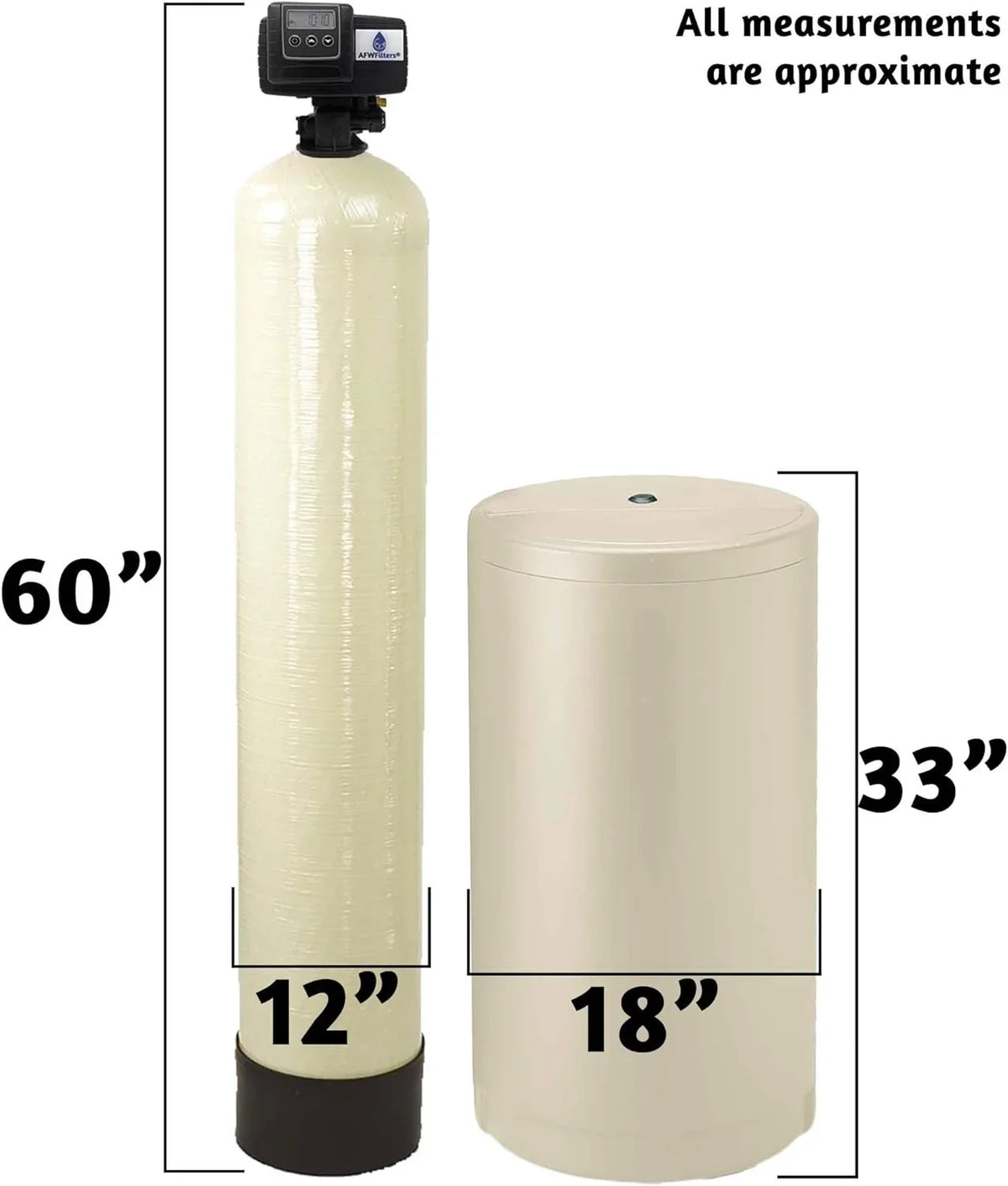 Whole Home Mesh Foot Resin, Almond 64k Fine Iron Water and AFWFilters with FNPT Softener Stainless 2 Steel Pro Tanks 3/4" Connection, cubic