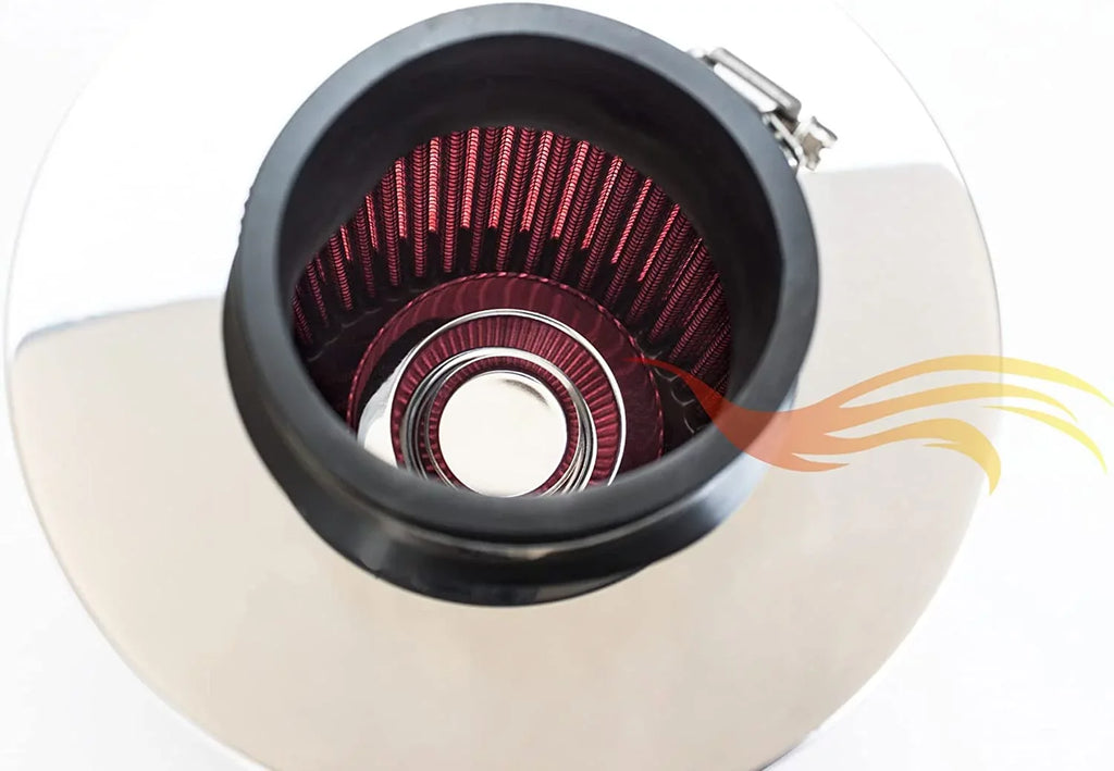 Rtunes Ram Air Intake + Racing For Short Lancer Compatible 2.0L 02-07 Mitsubishi Kit Combo Filter RED