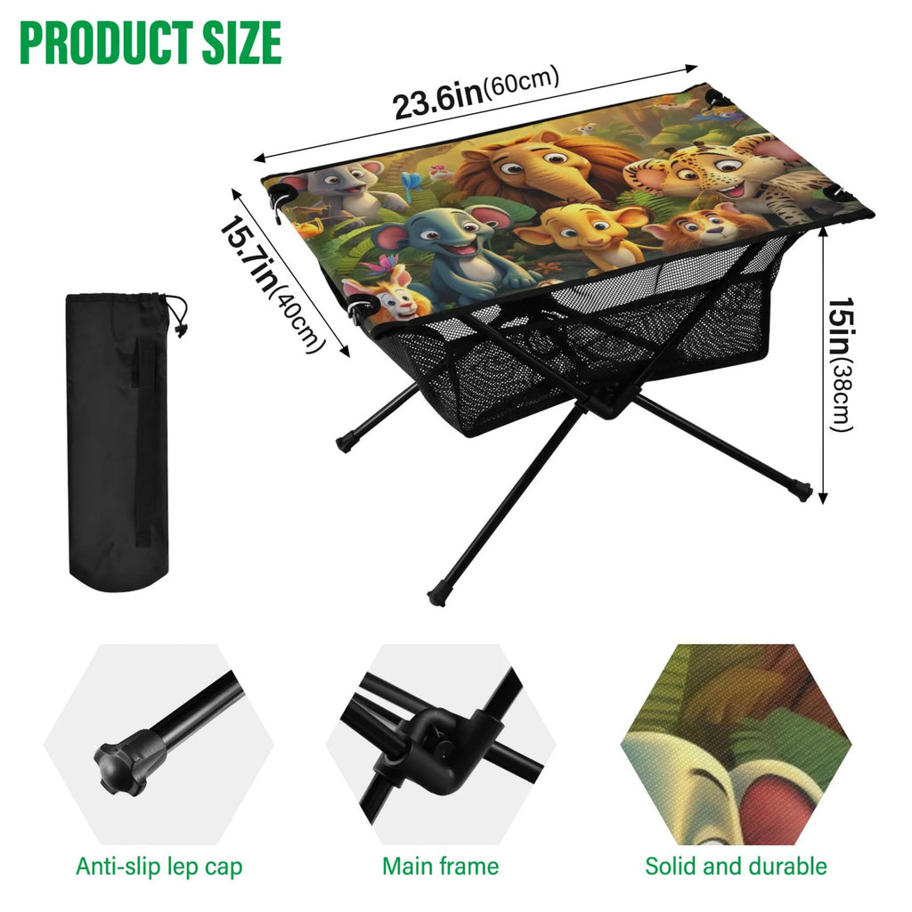 Picnic Beach BBQ Table Fishing Forest Camping Folding Portable Table Storage Travel Compact in Outdoor for Elephant with Table Bag