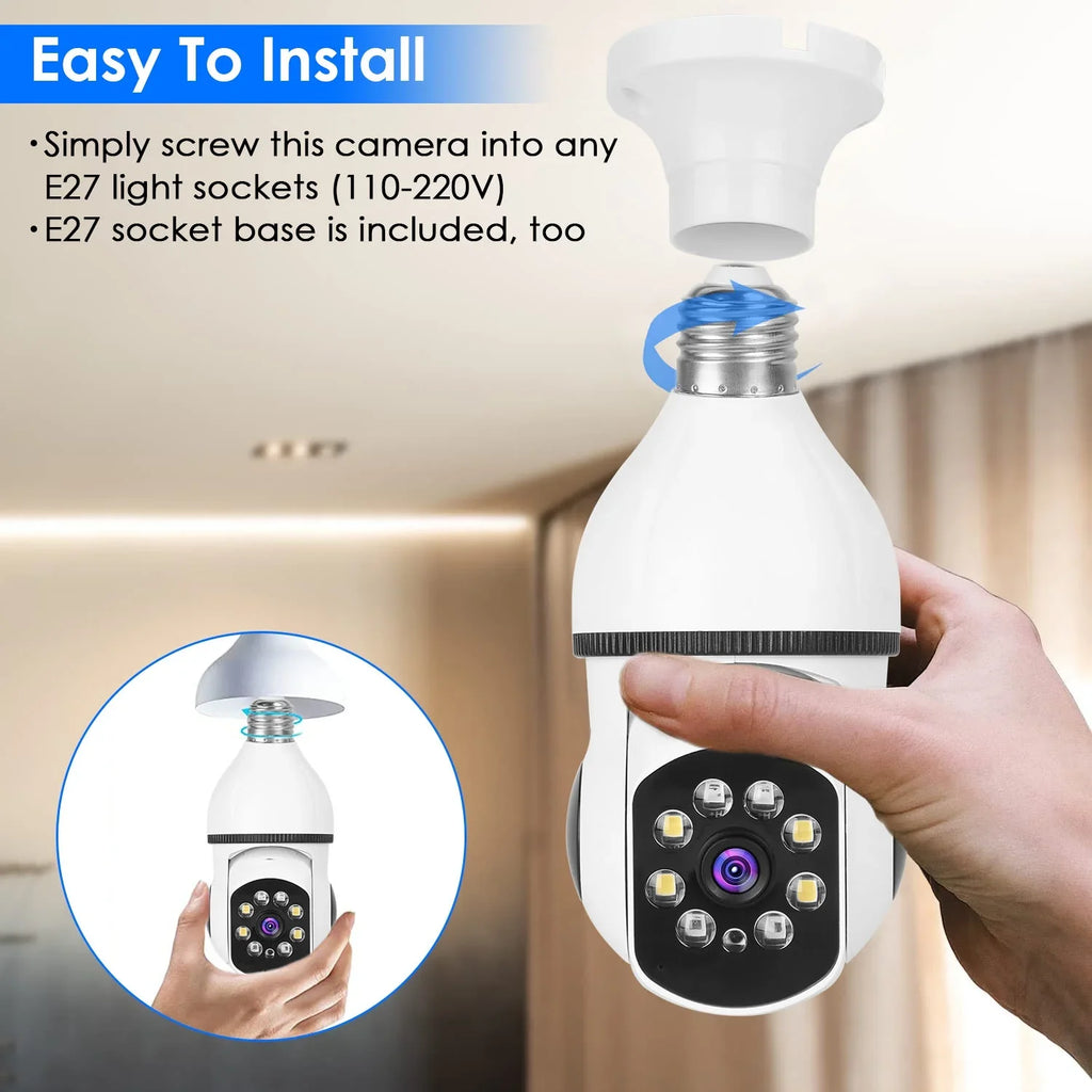 Audio Security iMounTEK Camera Tracking Panoramic WiFi Wireless 1080P Control Alarm 360 APP E27 Bulb Surveillance Camera FHD Electric Degree Two-Way Night Motion Vision