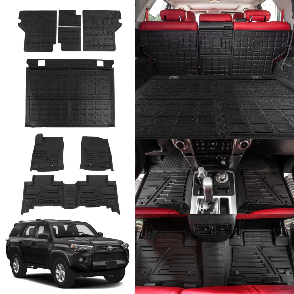 4Runner Seat Toyota Tray) Runner Fit 2013-2023 Cargo Trunk 4 Mat All (Fit Weather Cargo Liner Protector Without 2022 Mat Back Cover Accessories Mats Floor Sliding