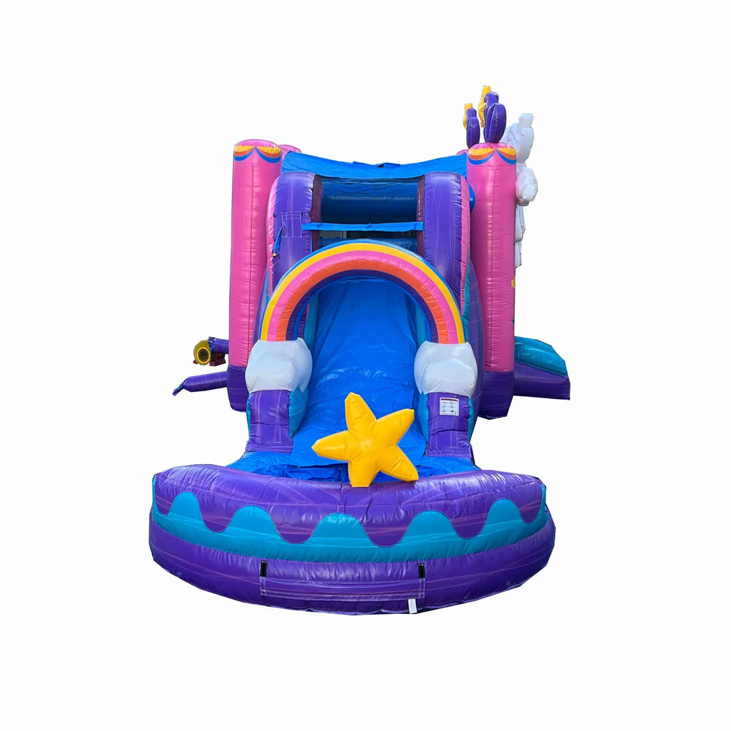 PVC Commercial Wet (with Detachable Hoop, Water Grade, 100% Combo Vinyl, Pool Adults, Slide Backyard, and with Kids Air XJUMP Bounce Dry House Basketball Outdoor for Inflatable Unicorn Blower),