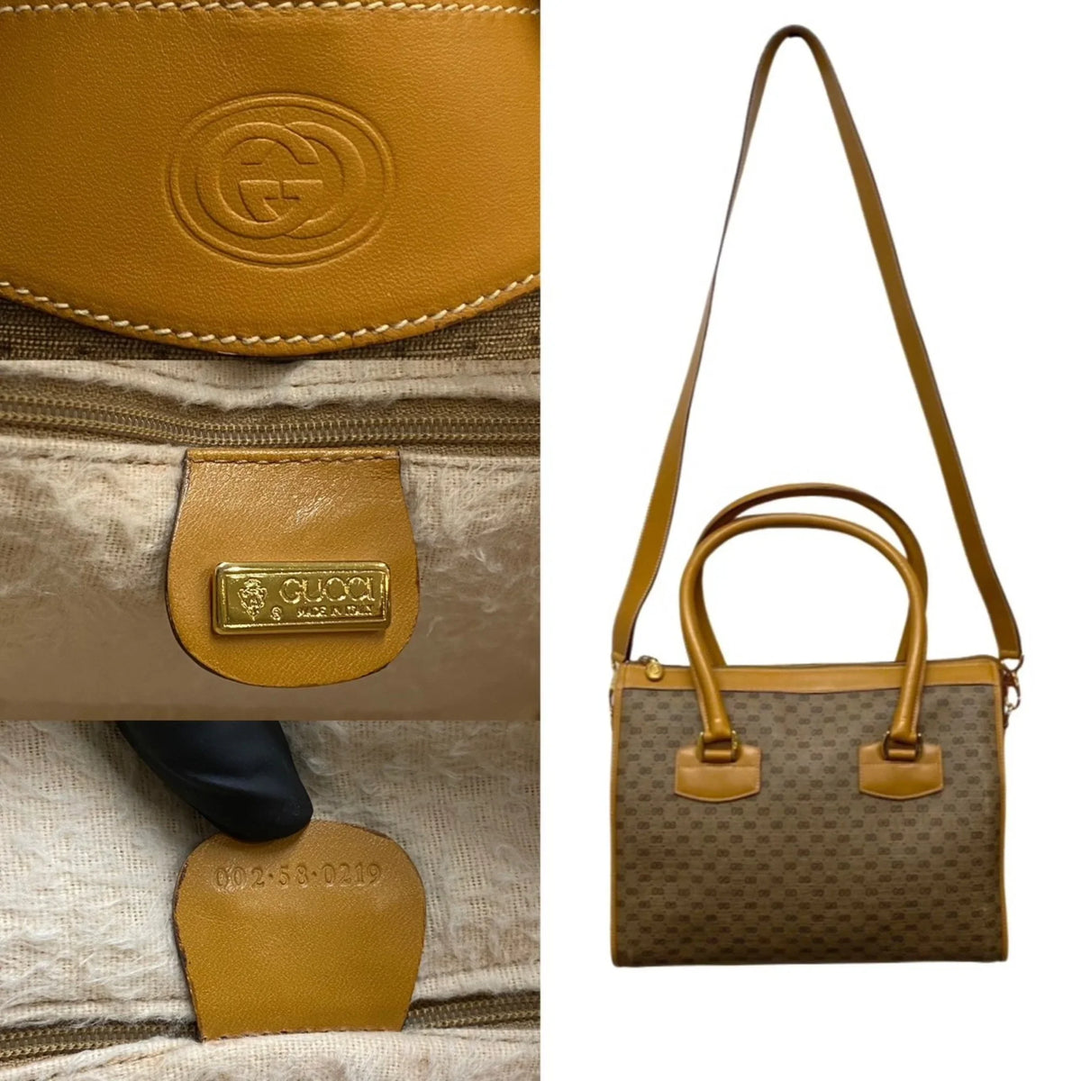 Shoulder Gucci Bag 2way Genuine (Good) Brown GG Leather Pre-Owned Vintage GUCCI Old Handbag Micro