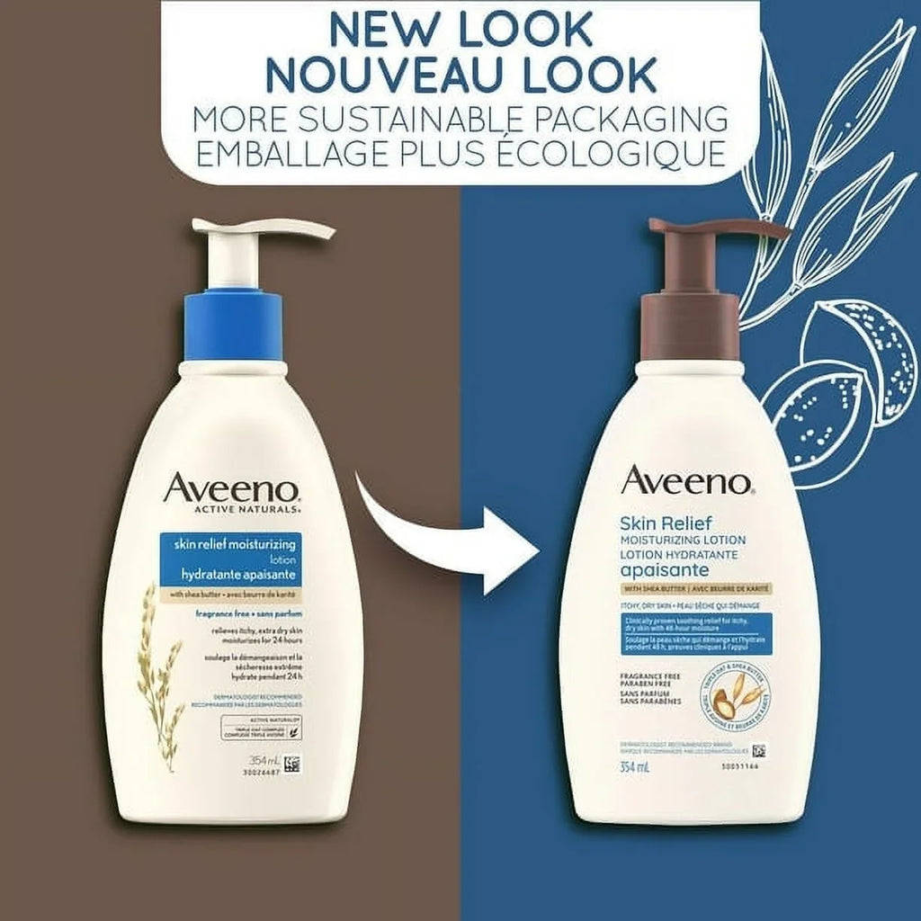 Complex, Extra Shea Moisturizing Oat 24-Hour Skin Aveeno & Butter Lotion Skin for Unscented for Triple Sensitive with Natural Lotion Dry, Itchy Therapeutic Relief Skin