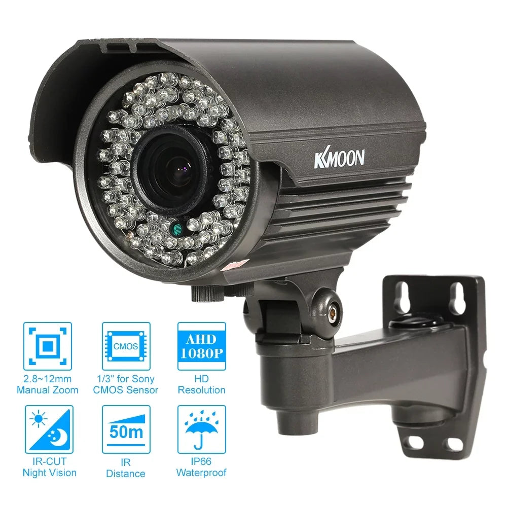 1/3” CMOS Manual PAL Night CCTV Camera, Weatherproof Andoer Vision, Indoor, Analog Zoom Varifocal 2.0MP Lens, AHD System, 1080P