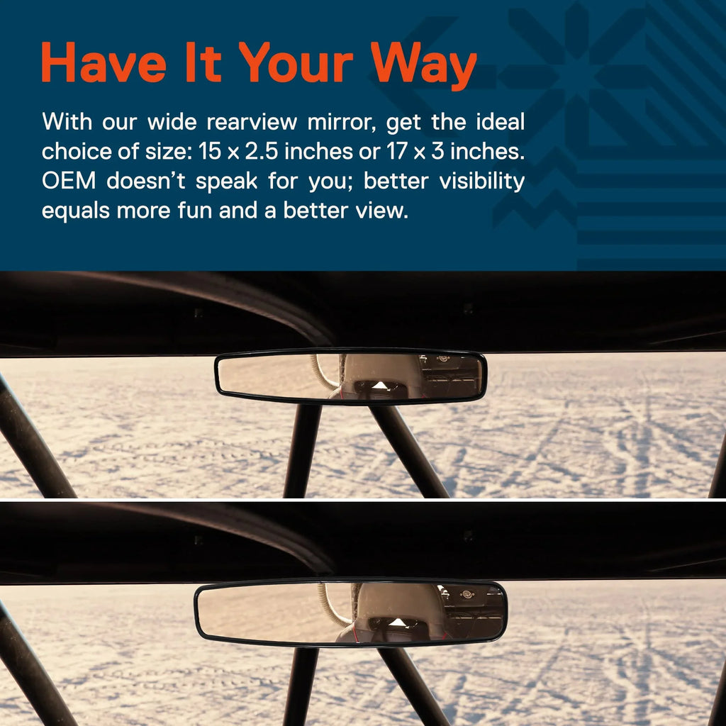 RZR Glass] [Shatterproof for Yamaha Pioneer ATV [Wide UTV Polaris For PRO Clamp] 17" Mirror [1.75"/2" XP, Kawasaki Turbo Roll Bar Convex Can-Am View Rear Mirror Rearview Visibility]