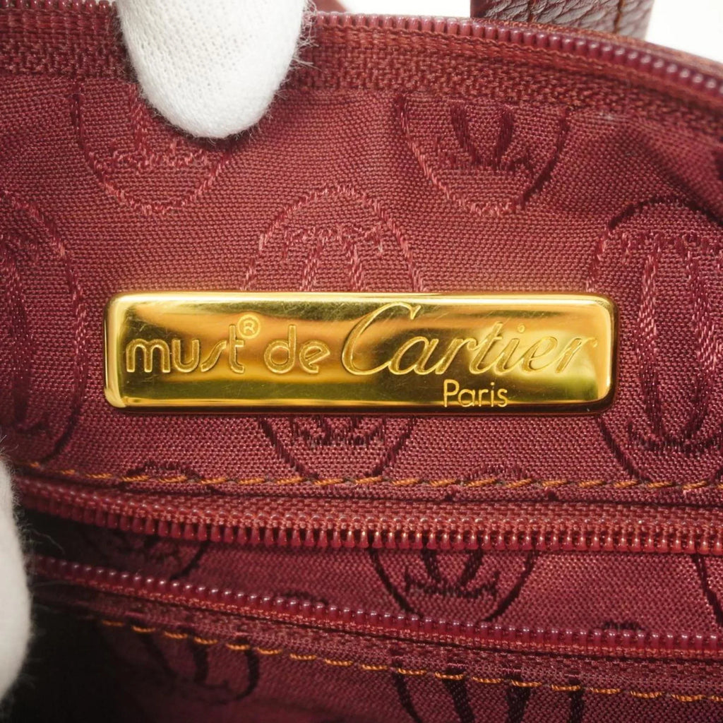 Must Cartier Bag (Good) Red Shoulder Pre-Owned Ladies Leather