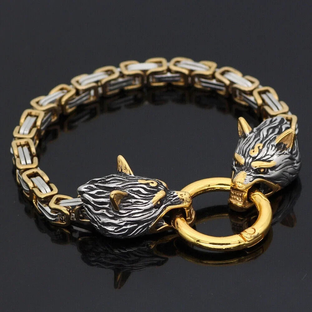 Handmade Men's Celtic Retro Bracelet Wolf Fashion Steel Stainless Jewelry Nordic