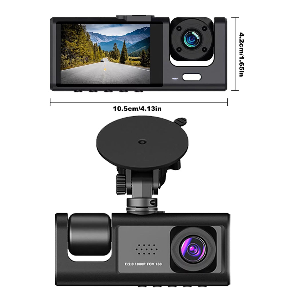Dash Rear Video Andoer Car Camcorder Driving Car Vision Front Inside Recording Rearview Cameras Camera Night Car 1080P+720P+480p Recorder Mirror Safety 3 and Cam Auto Recorder