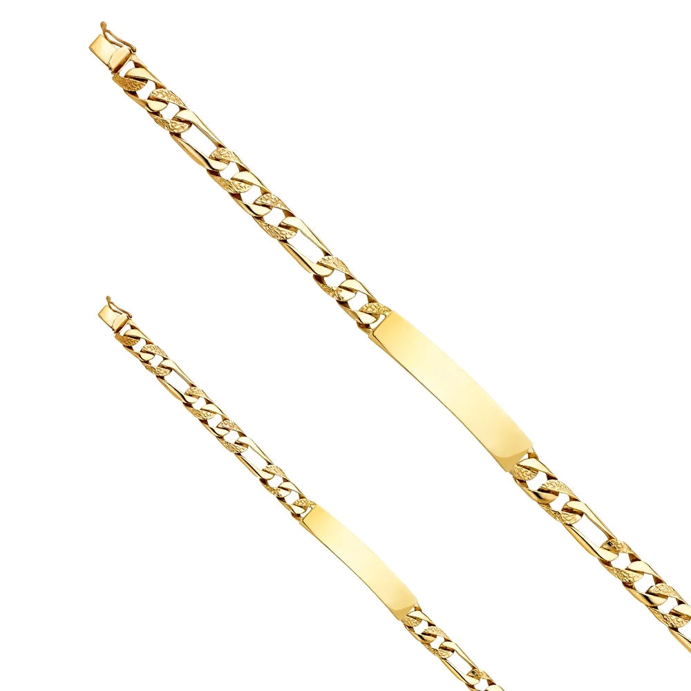 Bracelets Yellow Chain 14KY Men’s | for for 14k ID Elegant Jewelry Men - 8" Women Weight Link Bracelet Nugget Gold Figaro and | Gift Gold | 16.4