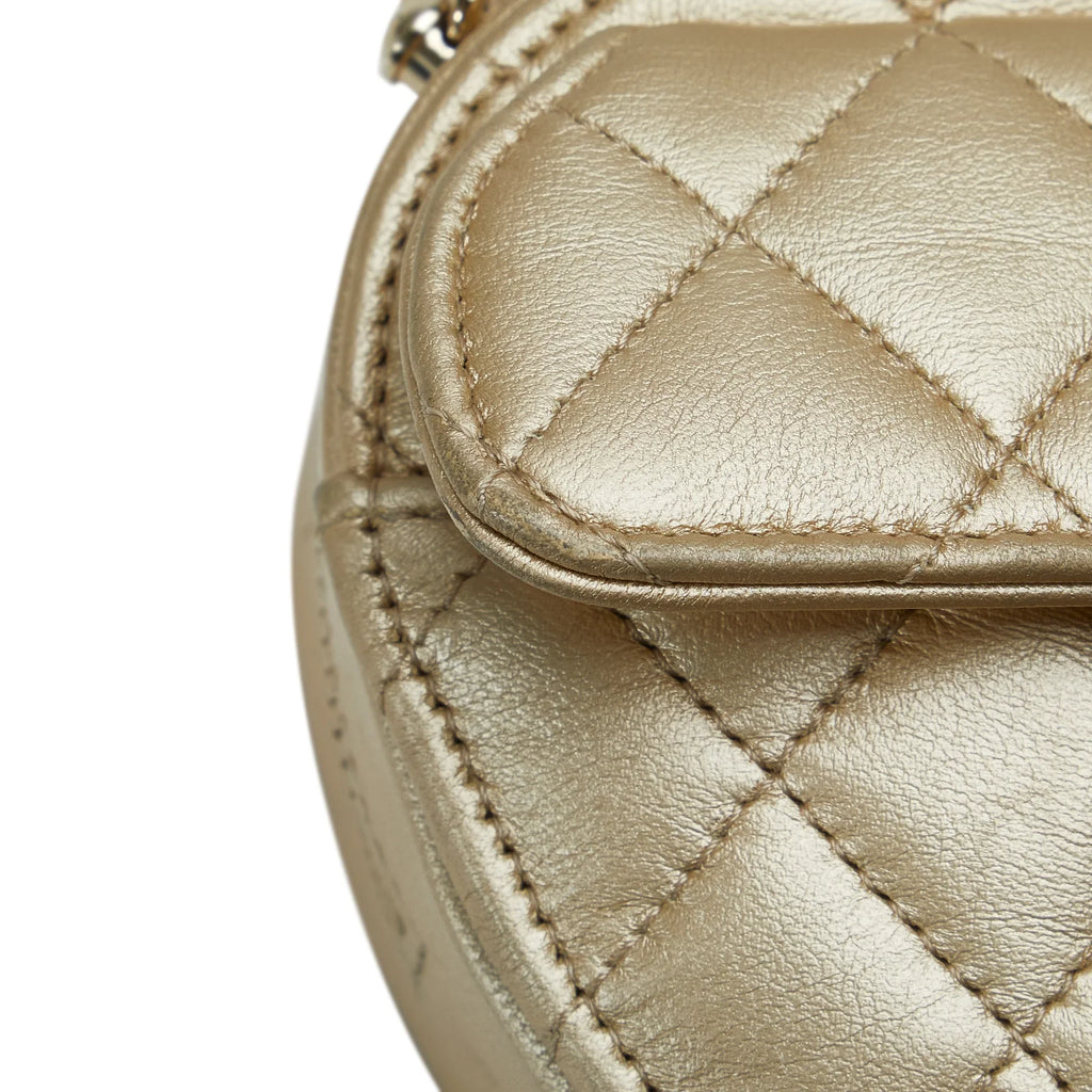 Crossbody Mini Gold Authenticated Heart Leather Chanel Unisex in Crossbody Bag CC Pre-Owned Love (Good) Lambskin