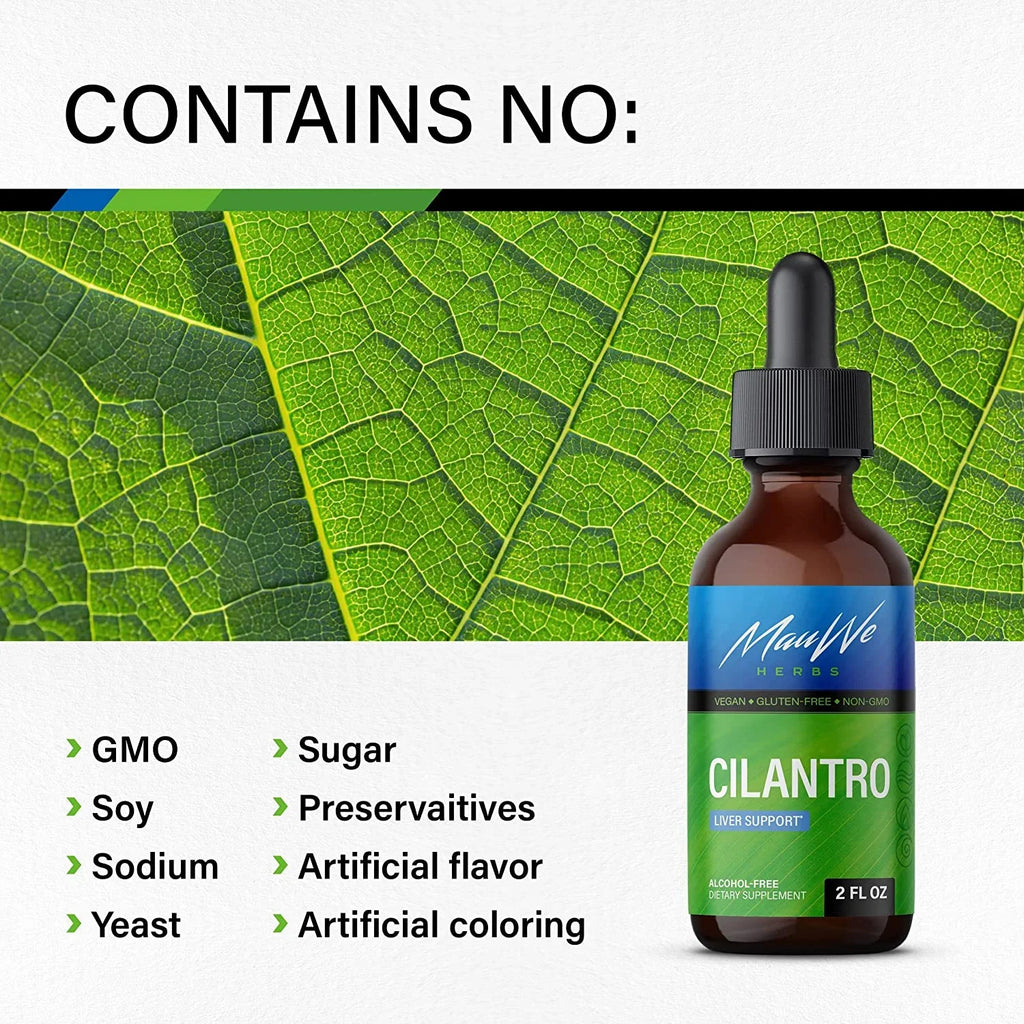Sativum & Body Extract Liquid for Drops HERBS Cilantro Detox Coriandrum Alcohol Cilantro 2 Tincture Cleansing - Organic MAUWE Cilantro Leaf - Oz Free - Supplement fl.