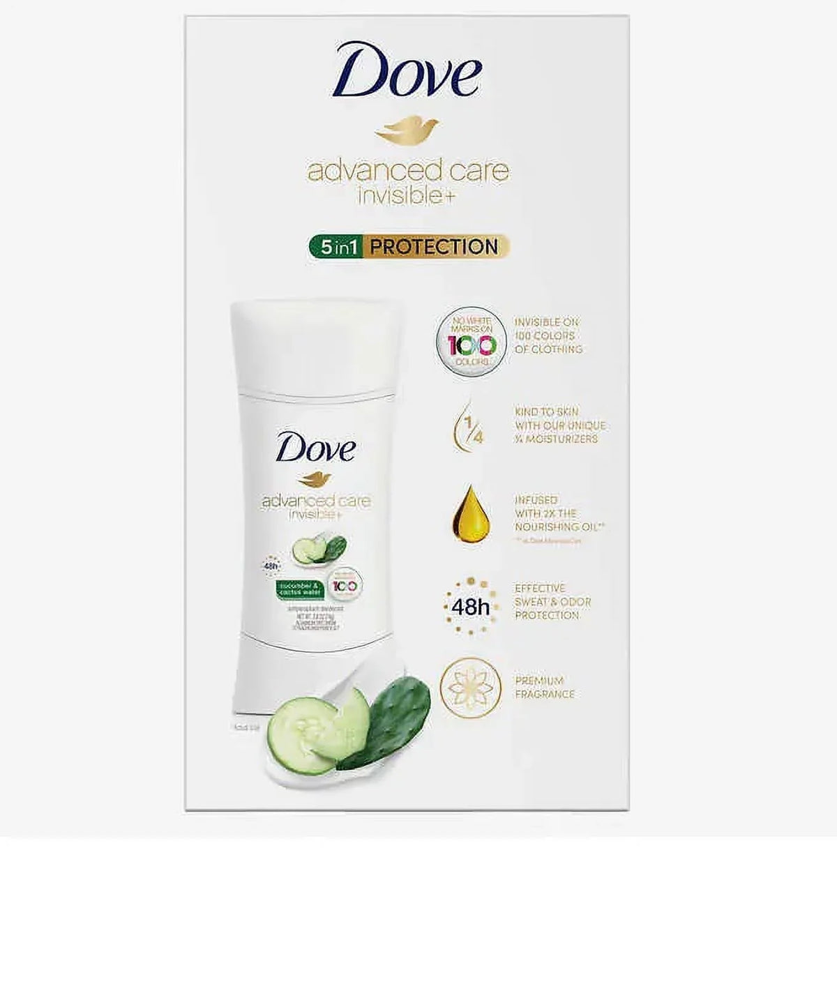Total Pack & Oz. Protection. care each, - water 5 Advanced 2.6 Cactus Oz. Cucumber 1 - of Dove - 10.4 in 4 invisible