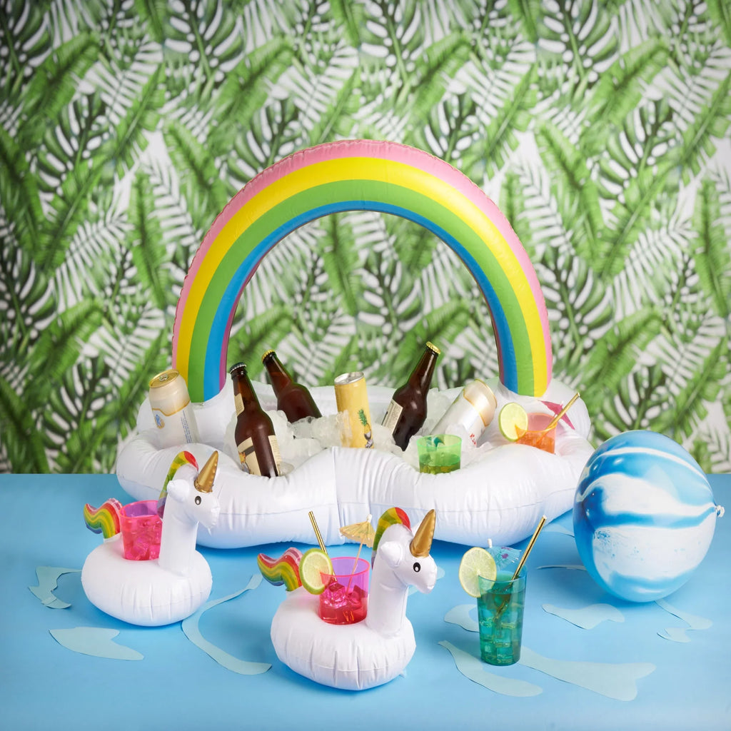 Cooler, of and TrueZoo Drink Party Box Floatie, Cloud Cup Inflatable Floating Bar Ice Colorful Rainbow Holders 1 Pool Set