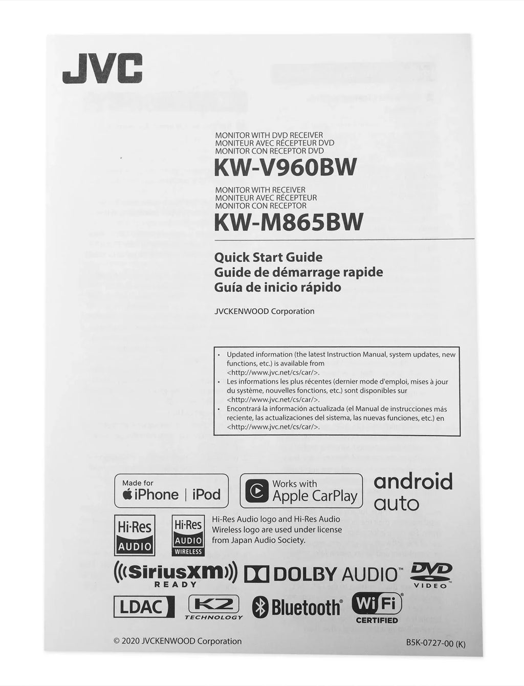with Mobile 6.8-inch All-Digital Android in-Dash Carplay, Apple Bluetooth, Siriusxm Ready Media Double-Din Auto, JVC KW-M865BW Receiver and