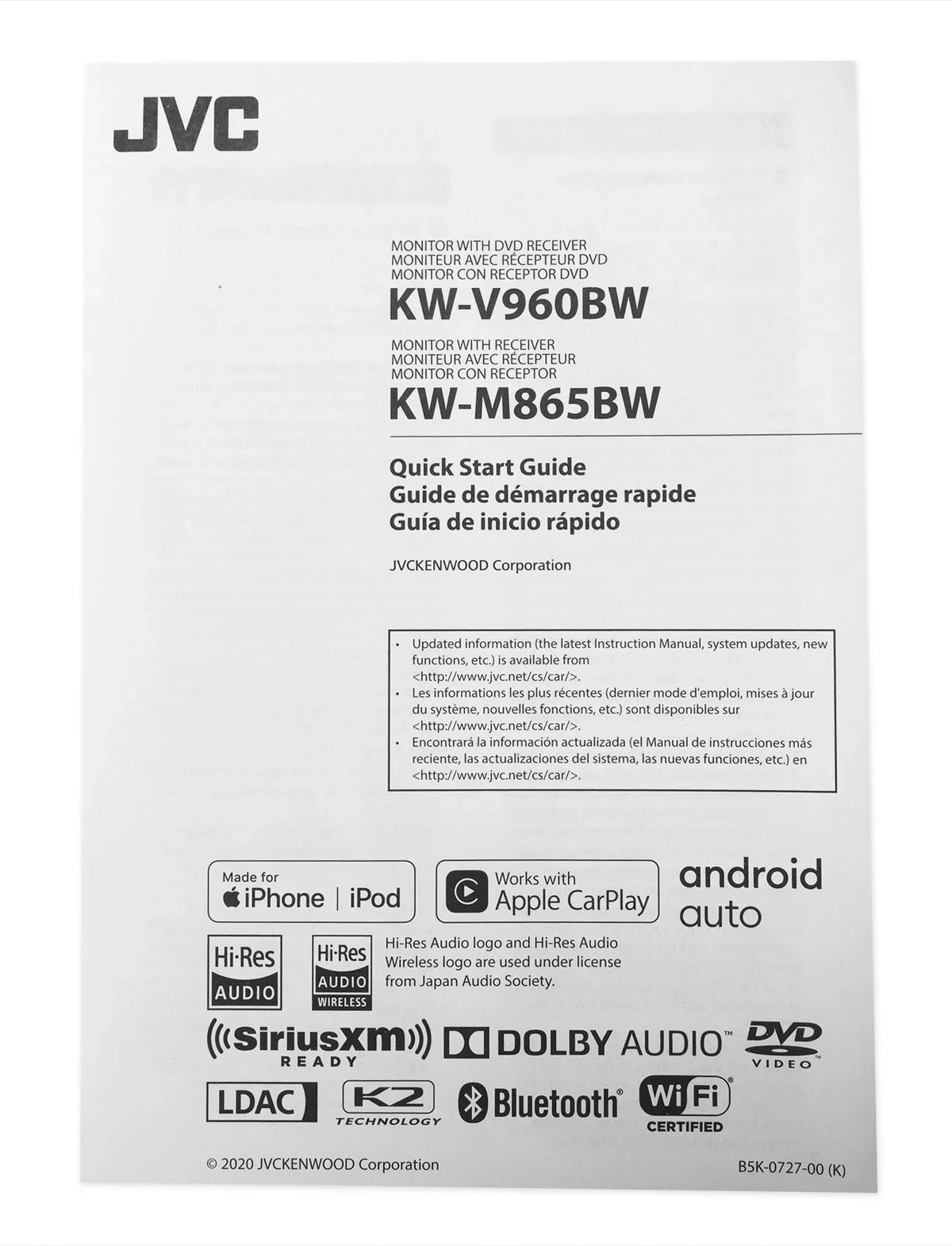 with Mobile 6.8-inch All-Digital Android in-Dash Carplay, Apple Bluetooth, Siriusxm Ready Media Double-Din Auto, JVC KW-M865BW Receiver and