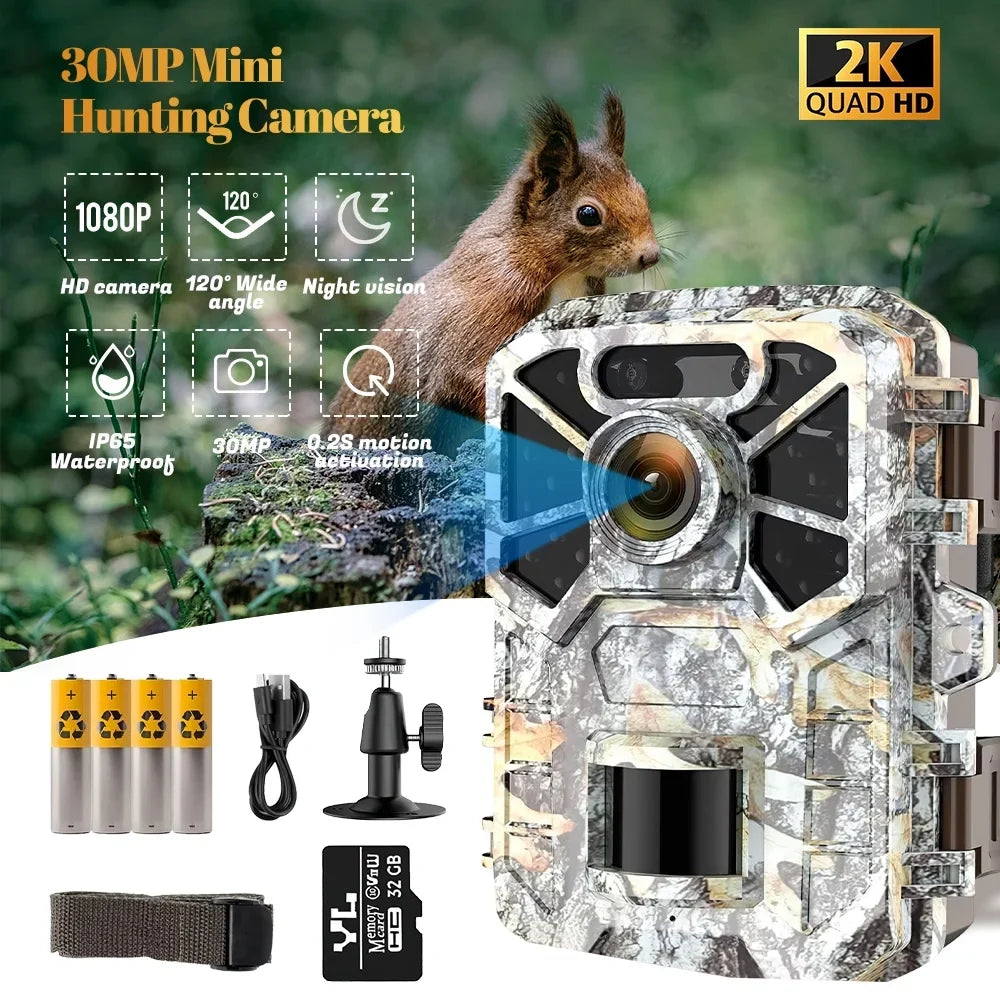 with Monitor 120° 2k Trail Game Infrared Night Monitoring, Waterproof Surveillance, Angle Camera, 30MP Lens with Farm Hunting Wildlife Vision Trail Camera Wide