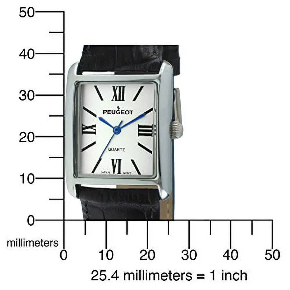 roman women's 3036bl watch silver peugeot numeral tank band blue leather
