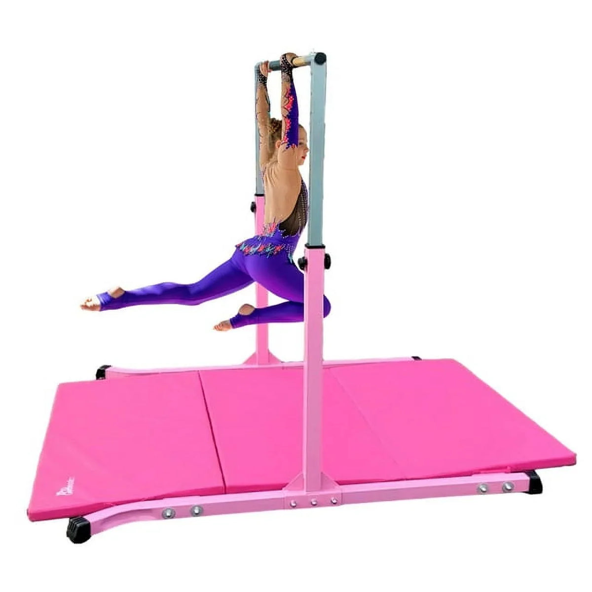 Gymnastics, Durable Bar Equipment, Gymnastic Junior Training Heavy for Kip 5 Duty Star-TD Strong Legs, Expandable Bar, FT, Height Adjustable and Pink Home Horizontal 3-5 Curved Kids,