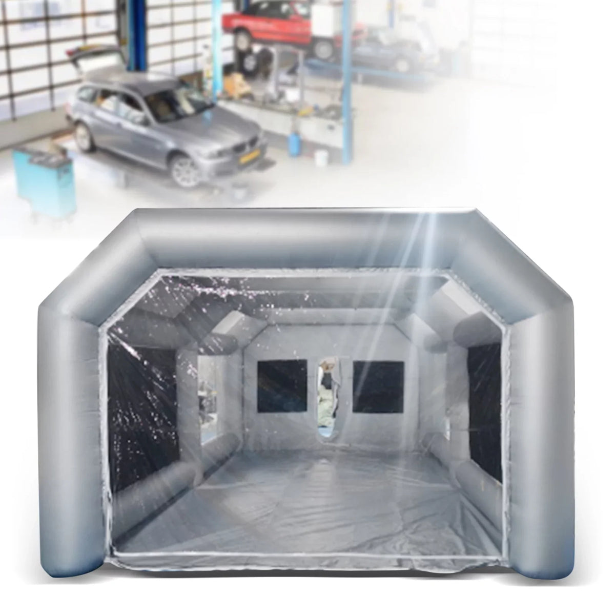 Windows Built-in Paint 26x13x10ft Inflatable Spray Portable Blower Spray Mobile Filter Booth System Paint PVC Air Miumaeov Spray Tent Paint and Transparent with Giant Inflatable Booth