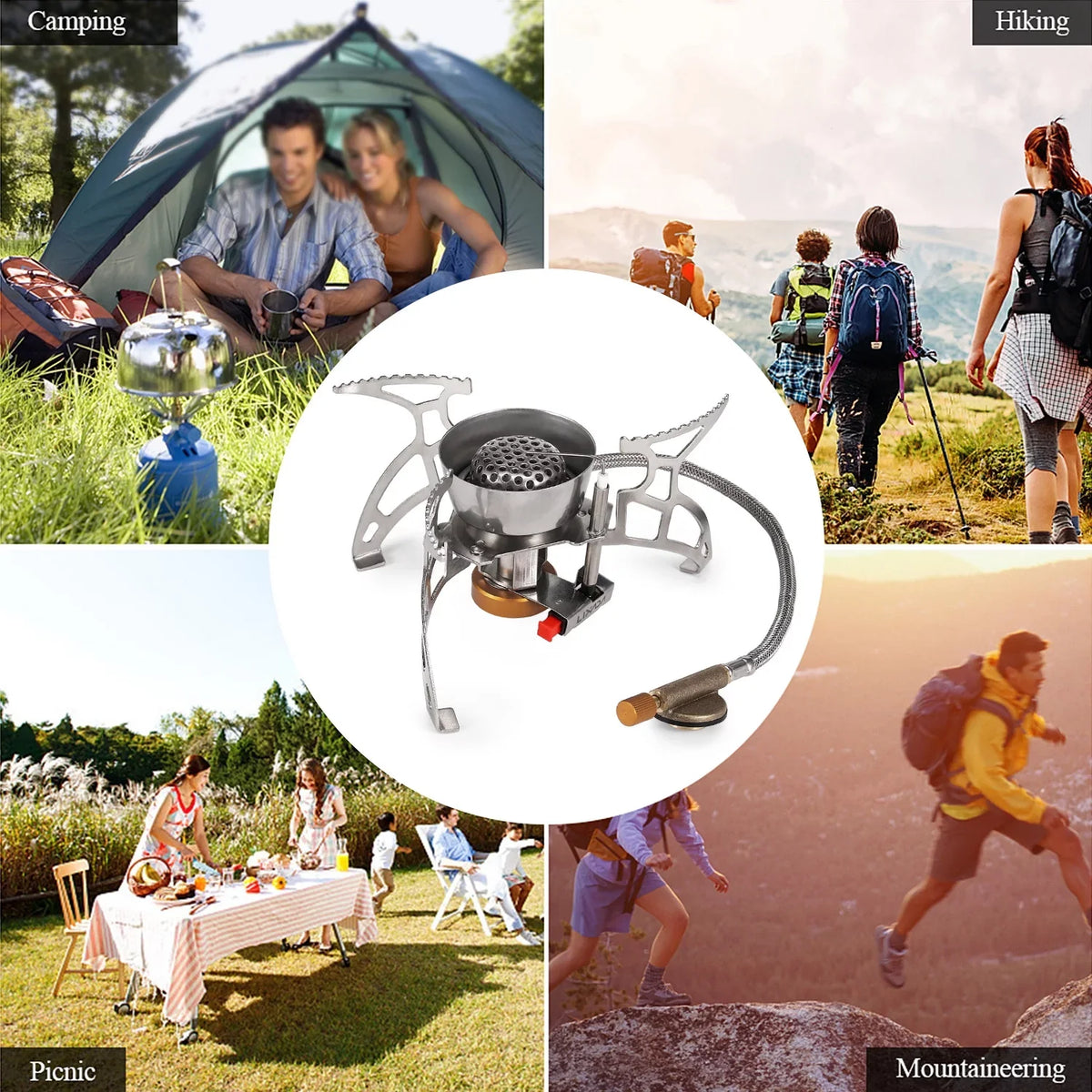 Stove, Windproof Cooking Adventures Portable Outdoor for Backpacking Lixada Stove