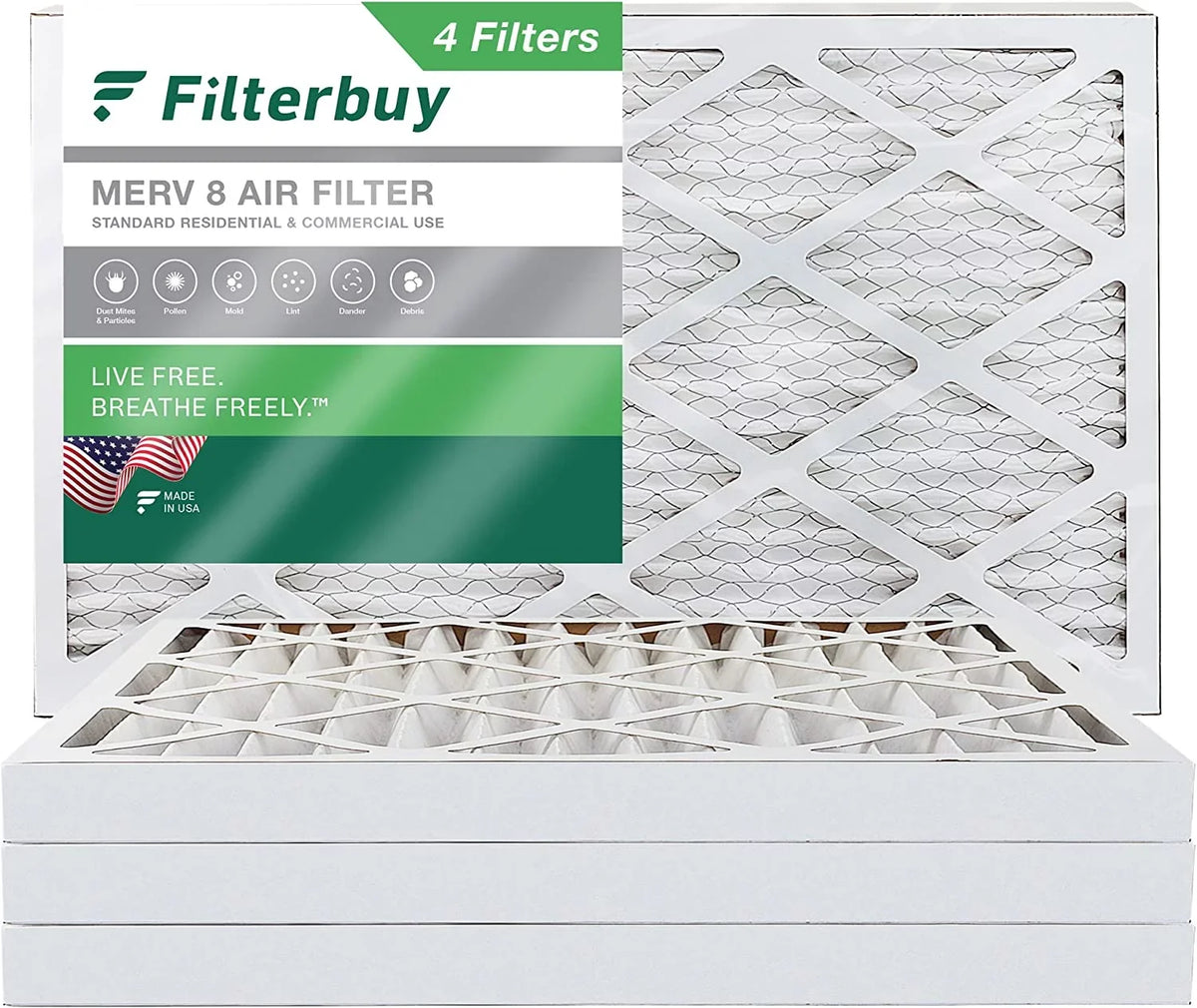 12x25x2 8 Furnace Filters HVAC Pleated AC Air MERV Filterbuy (4-Pack)