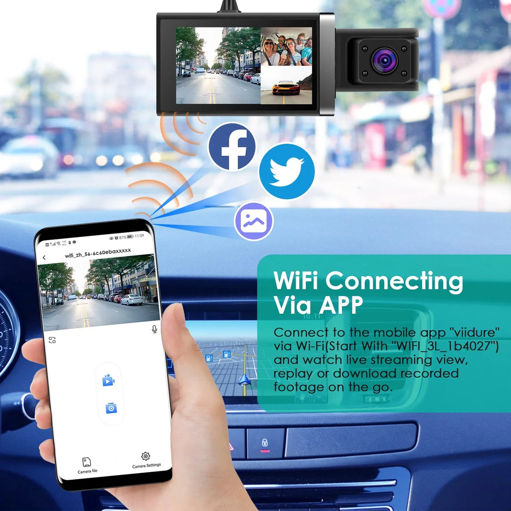 Recorder Parking Cam Angle WiFi iMounTEK Dash 140° Loop 2K Vision Night Camera Camcorder, GPS Car G-sensor Monitor with Recording