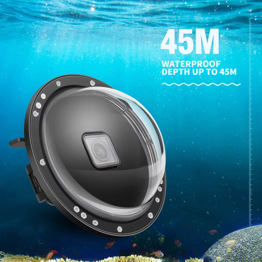10SHOOT Port and Handle, 45m Dual Dome 180° XTGP559, Wide Black 9 Case Waterproof, for Waterproof Angle