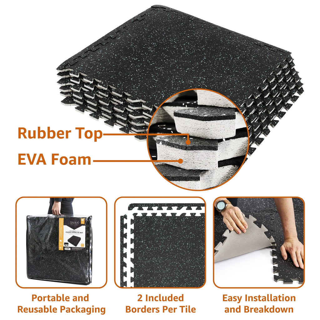 EVA Mat Foam Thick Density Fitness - Floor Sivan 12 Gym Home for Gym 1/2" Interlocking High Rubber Gym Flooring Top