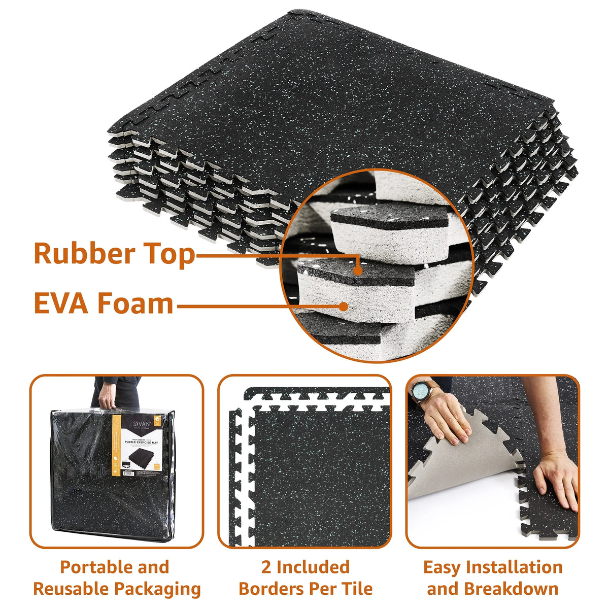 EVA Mat Foam Thick Density Fitness - Floor Sivan 12 Gym Home for Gym 1/2" Interlocking High Rubber Gym Flooring Top